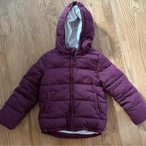 Primary Kids Burgundy Fleece Lined Puffer Coat